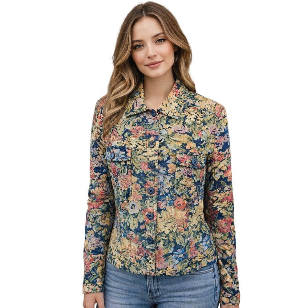 Vintage Floral Petite Medium Button Up Cottagecore Shaket